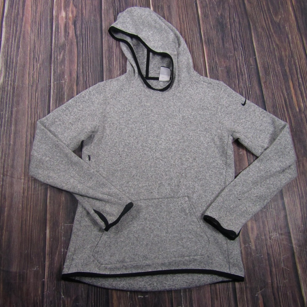 Nike Jacket Mens M Gray Therma Pullover Hooded Lined‎ Insulated Short Fleece